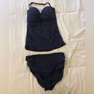 Anne Cole Solid Navy Swim Tankini Top